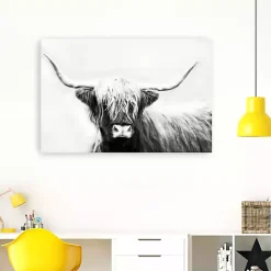 Best Kirklands Home Monochrome Longhorn Canvas Art Print, 60x40 in.
