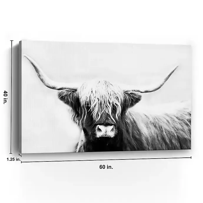 Best Kirklands Home Monochrome Longhorn Canvas Art Print, 60x40 in.