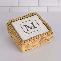 Best Kirklands Home Monogram M Beaded Napkin Holder Set