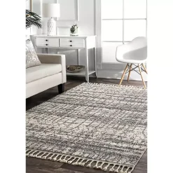 New Kirklands Home Moroccan Tassel Area Rug, 5x8 Gray