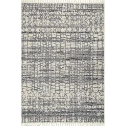 New Kirklands Home Moroccan Tassel Area Rug, 5x8 Gray