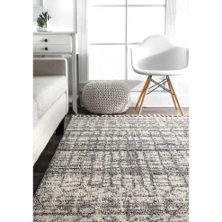 New Kirklands Home Moroccan Tassel Area Rug, 5x8 Gray