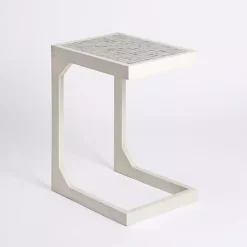 Best Kirklands Home Mosaic Tile White Wood C-Table Blue