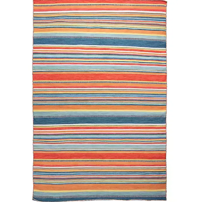 New Kirklands Home Multi Dhurri Stripe Indoor/Outdoor Area Rug, 5x7