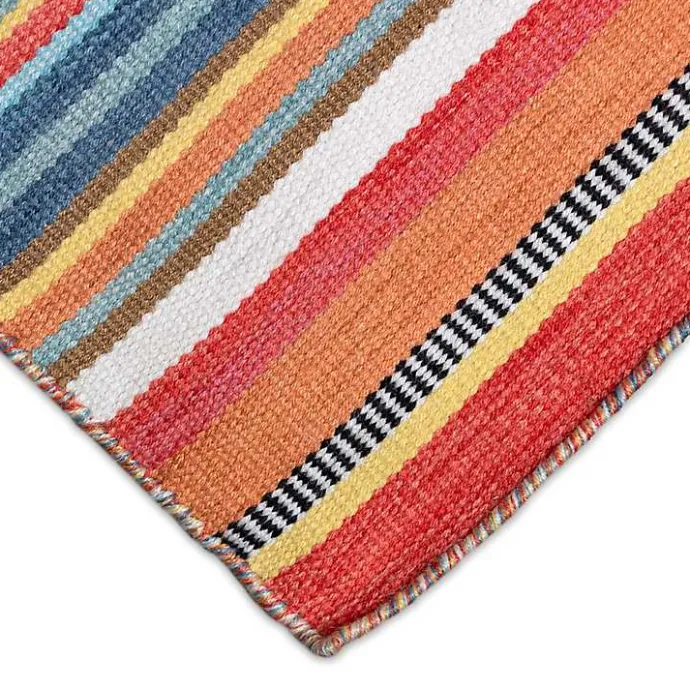 New Kirklands Home Multi Dhurri Stripe Indoor/Outdoor Area Rug, 5x7