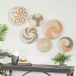 Outlet Kirklands Home Multi Seagrass Round 6-pc. Wall Plaque Set Tan