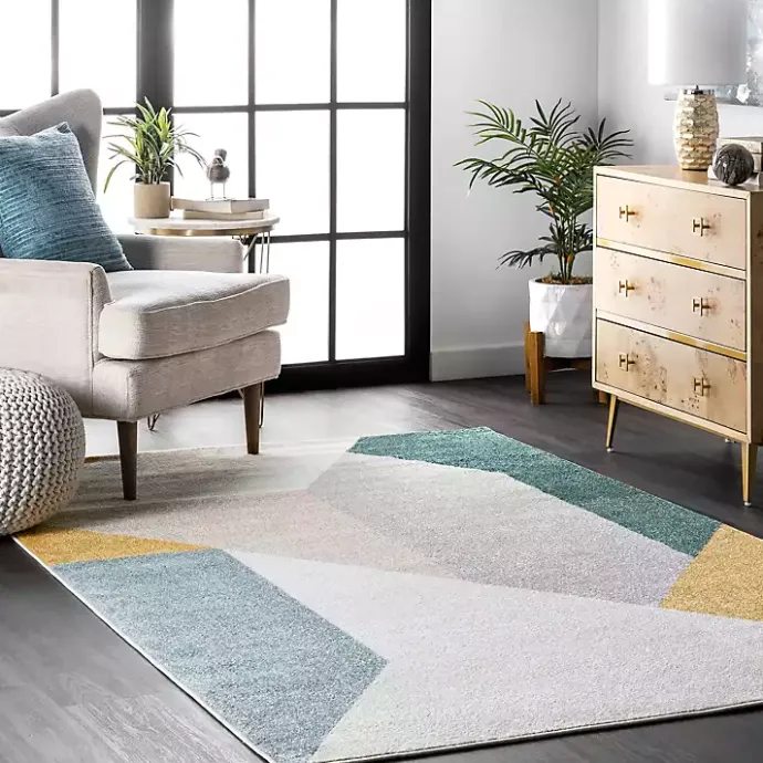 New Kirklands Home Multicolor Abstract Shapes Area Rug, 8x10