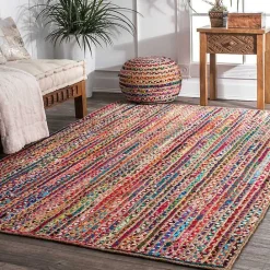 Outlet Kirklands Home -Color Braided Jute and Cotton Area Rug, 8x10 Multi
