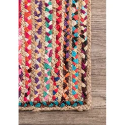 Outlet Kirklands Home -Color Braided Jute and Cotton Area Rug, 8x10 Multi