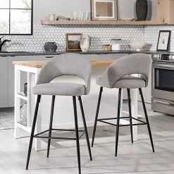 Online Kirklands Home Mushroom Upholstered Charli Bar Stools, Set of 2 Gray
