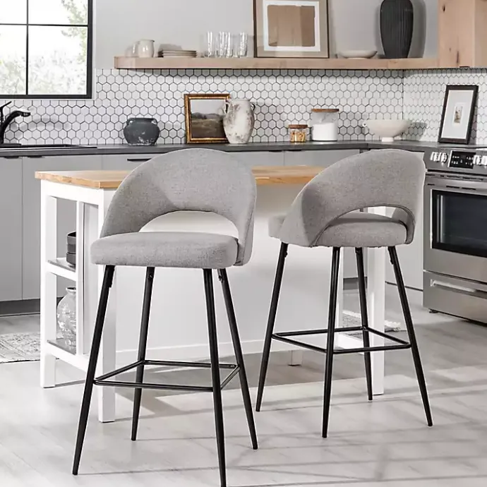 Online Kirklands Home Mushroom Upholstered Charli Bar Stools, Set of 2 Gray