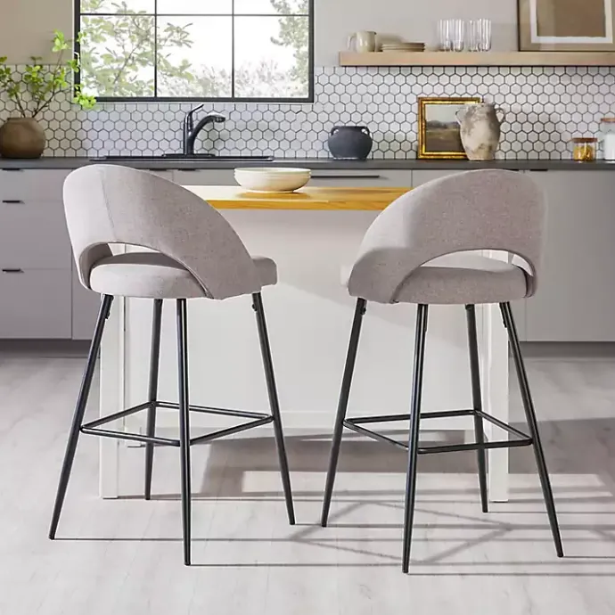 Online Kirklands Home Mushroom Upholstered Charli Bar Stools, Set of 2 Gray