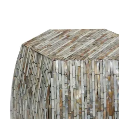 Discount Kirklands Home Mussel Shell Hexagonal Accent Table Multi