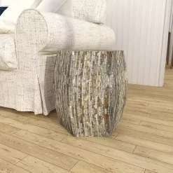 Discount Kirklands Home Mussel Shell Hexagonal Accent Table Multi