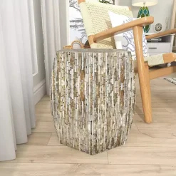 Discount Kirklands Home Mussel Shell Hexagonal Accent Table Multi