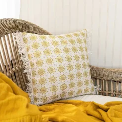 Clearance Kirklands Home Mustard Boho Floral Indoor/Outdoor Pillow