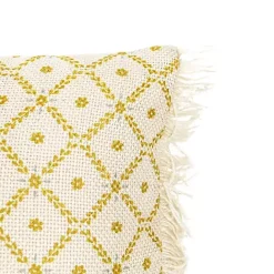 Kirklands Home Mustard Geometric Floral Indoor/Outdoor Pillow