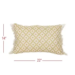 Kirklands Home Mustard Geometric Floral Indoor/Outdoor Pillow