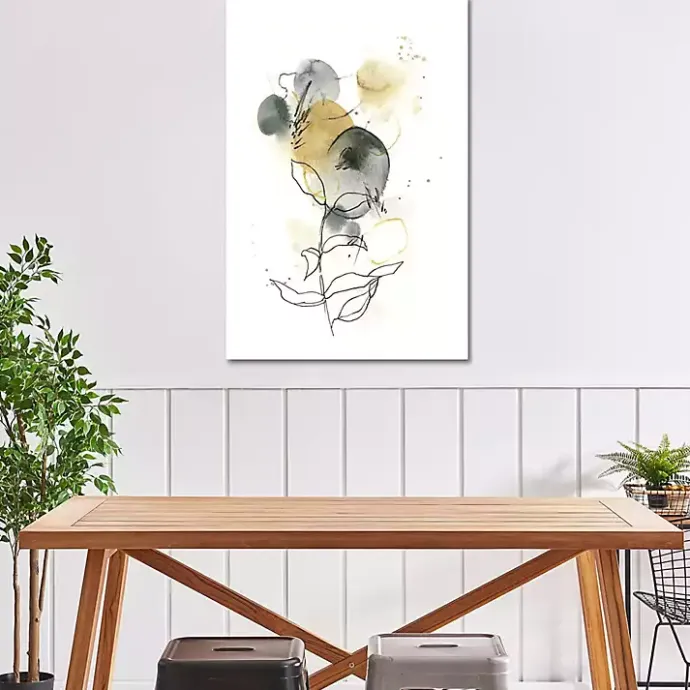 Discount Kirklands Home Mustard Yellow and Gray Abstract Canvas Art Print