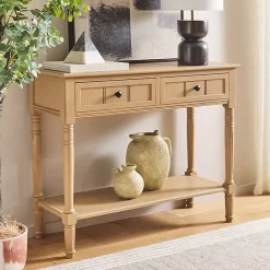 Clearance Kirklands Home Natural 2- Drawer Samantha Console Table Tan