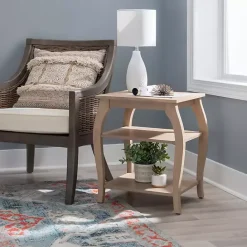 Kirklands Home Natural Prismatic Wood Accent Table Brown