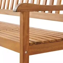 Online Kirklands Home Natural Acacia Wood Bench with Pop-Up Table Tan