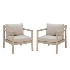 Discount Kirklands Home Natural Acacia Wood 2-pc. Outdoor Accent Chair Set Tan