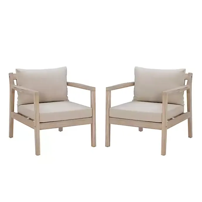 Discount Kirklands Home Natural Acacia Wood 2-pc. Outdoor Accent Chair Set Tan