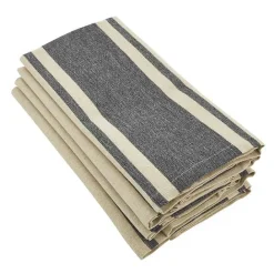 Online Kirklands Home Natural and Black Banded Cotton Napkins, Set of 4