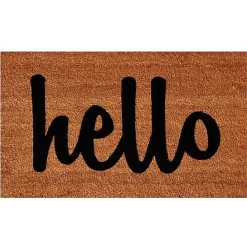Clearance Kirklands Home Natural and Black Coir Hello Doormat, 36x24 in.