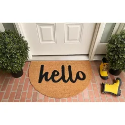 Kirklands Home Natural Arch Hello Doormat Brown