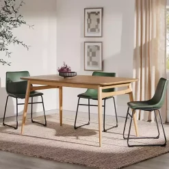 New Kirklands Home Natural Ash Wood Mid-Century Modern Dining Table Tan