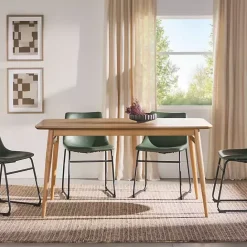 New Kirklands Home Natural Ash Wood Mid-Century Modern Dining Table Tan