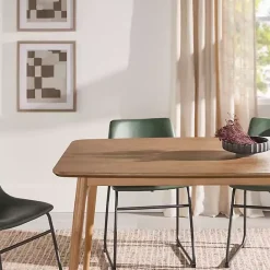 New Kirklands Home Natural Ash Wood Mid-Century Modern Dining Table Tan