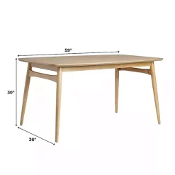 New Kirklands Home Natural Ash Wood Mid-Century Modern Dining Table Tan
