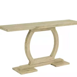 Kirklands Home Natural Barnwood Circular Pedestal Console Table Tan