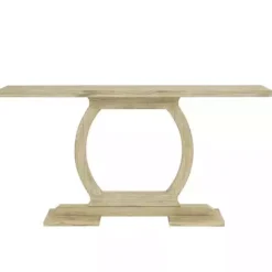 Kirklands Home Natural Barnwood Circular Pedestal Console Table Tan