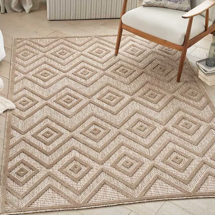 Hot Kirklands Home Natural Beige Diamond Indoor/Outdoor Area Rug, 4x6 Tan