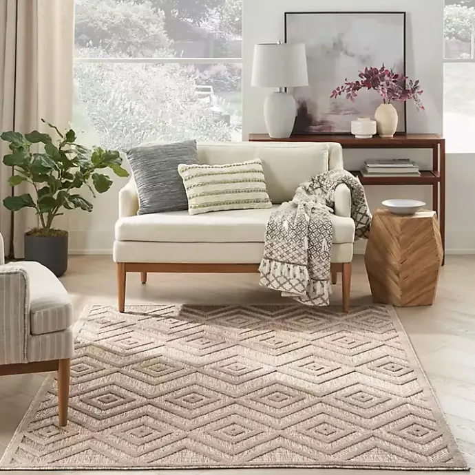 Hot Kirklands Home Natural Beige Diamond Indoor/Outdoor Area Rug, 4x6 Tan