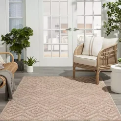 Hot Kirklands Home Natural Beige Diamond Indoor/Outdoor Area Rug, 4x6 Tan