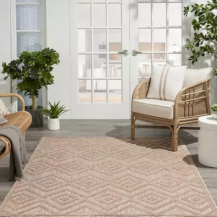 Hot Kirklands Home Natural Beige Diamond Indoor/Outdoor Area Rug, 4x6 Tan