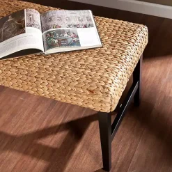 Sale Kirklands Home Natural Blanchard Water Hyacinth Bench Tan
