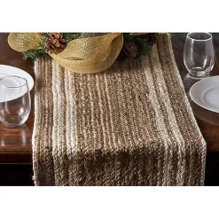 Kirklands Home Natural Bleached Bordered Jute Table Runner Brown