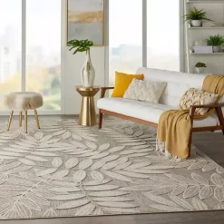 New Kirklands Home Natural Botanical Leaves Outdoor Area Rug, 9x13