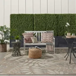 New Kirklands Home Natural Botanical Leaves Outdoor Area Rug, 9x13