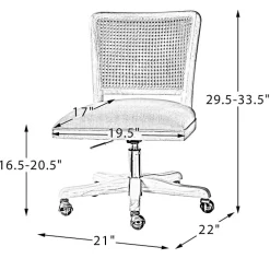 Clearance Kirklands Home Natural Cane Back Linen Office Chair