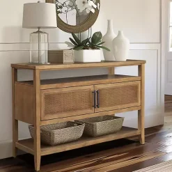 Best Kirklands Home Natural Cane Martha Sterwart Console Table Tan