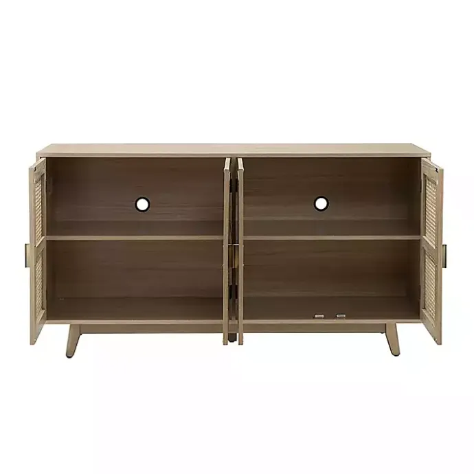 Clearance Kirklands Home Natural Cane Wood Storage Media Cabinet Tan