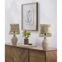 Online Kirklands Home Natural Ceramic 2-pc. Lamps with Seagrass Shades Tan