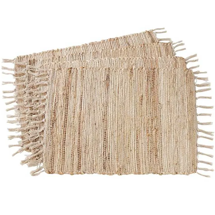 Outlet Kirklands Home Natural Chindi Tasseled Jute Placemats, Set of 4 Ivory